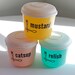 Vintage Mid Century Condiment Set Yellow Pink Turquoise 50s Housewares