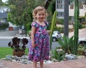 Adorable Purple Floral Toddler Dress with Tulle Over Skirt
