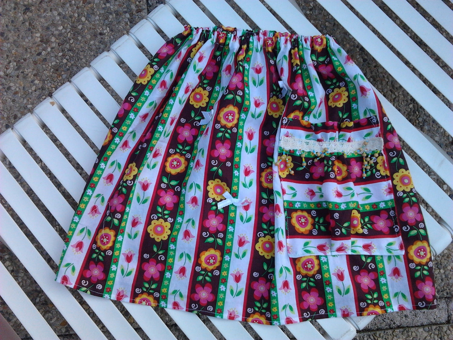 RESERVED    Little Girl's Skirt Elastic Waist Multi Color Vertical Pattern