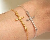 Sterling Silver SIDEWAYS CROSS BRACELET