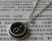 Typewriter key necklace - vintage black key number 0