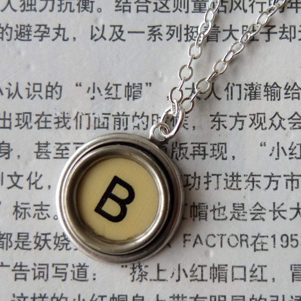 Vintage cream typewriter key necklace - B