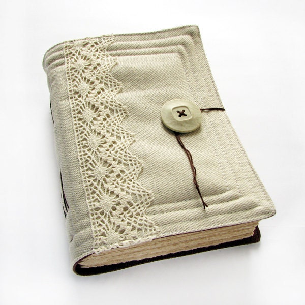 Large Journal, Sketchbook, Diary, vintage lace, fabric cover