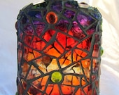 Painted Mosaic Bottle in Sunset Colours