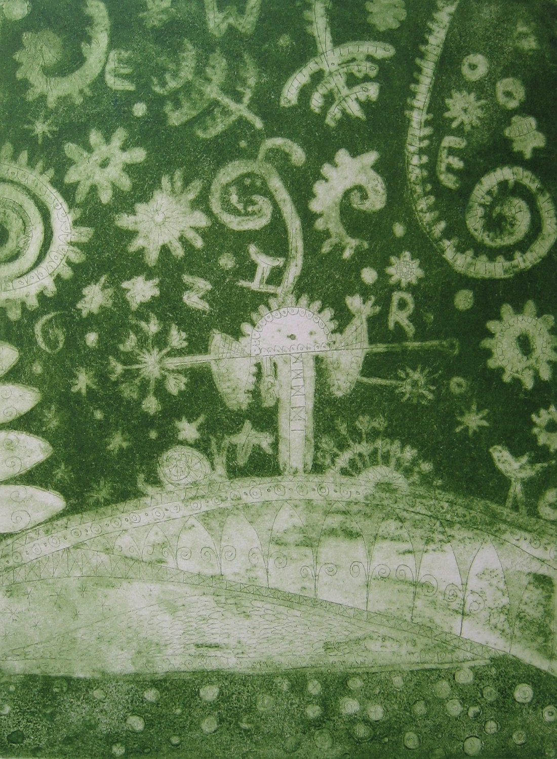 printmaking, hand pulled print, Erazem's Fairytale