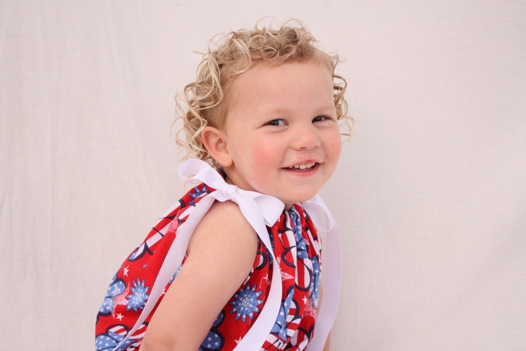 4th of July dress, baby girl dress, Patriotic dress, Red, white and blue Pillowcase dress, Summer dress