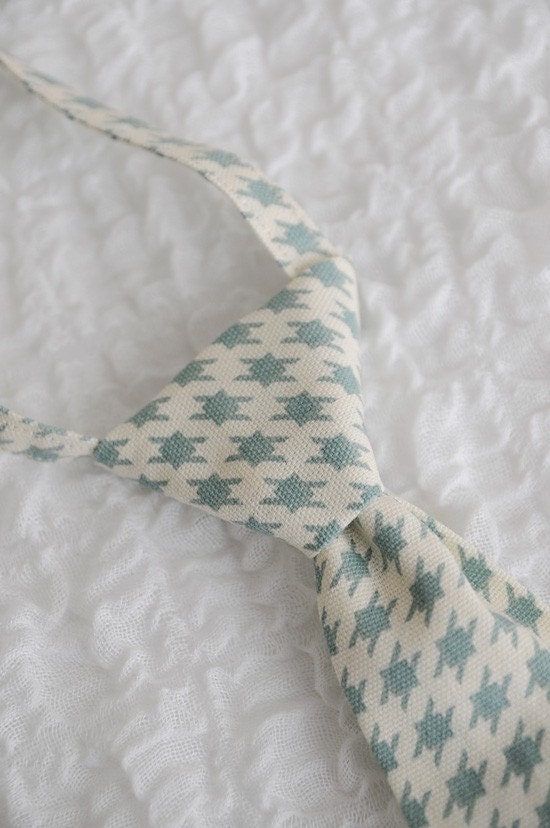 Toddler Ties - Blue and Cream Houndstooth - Boys Neck Ties