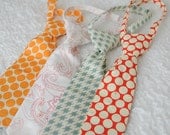 Toddler Tie and Baby Boy Neck Tie - Orange Polka Dot, Red and White Paisley, Blue Houndstooth and Red Polka Dot