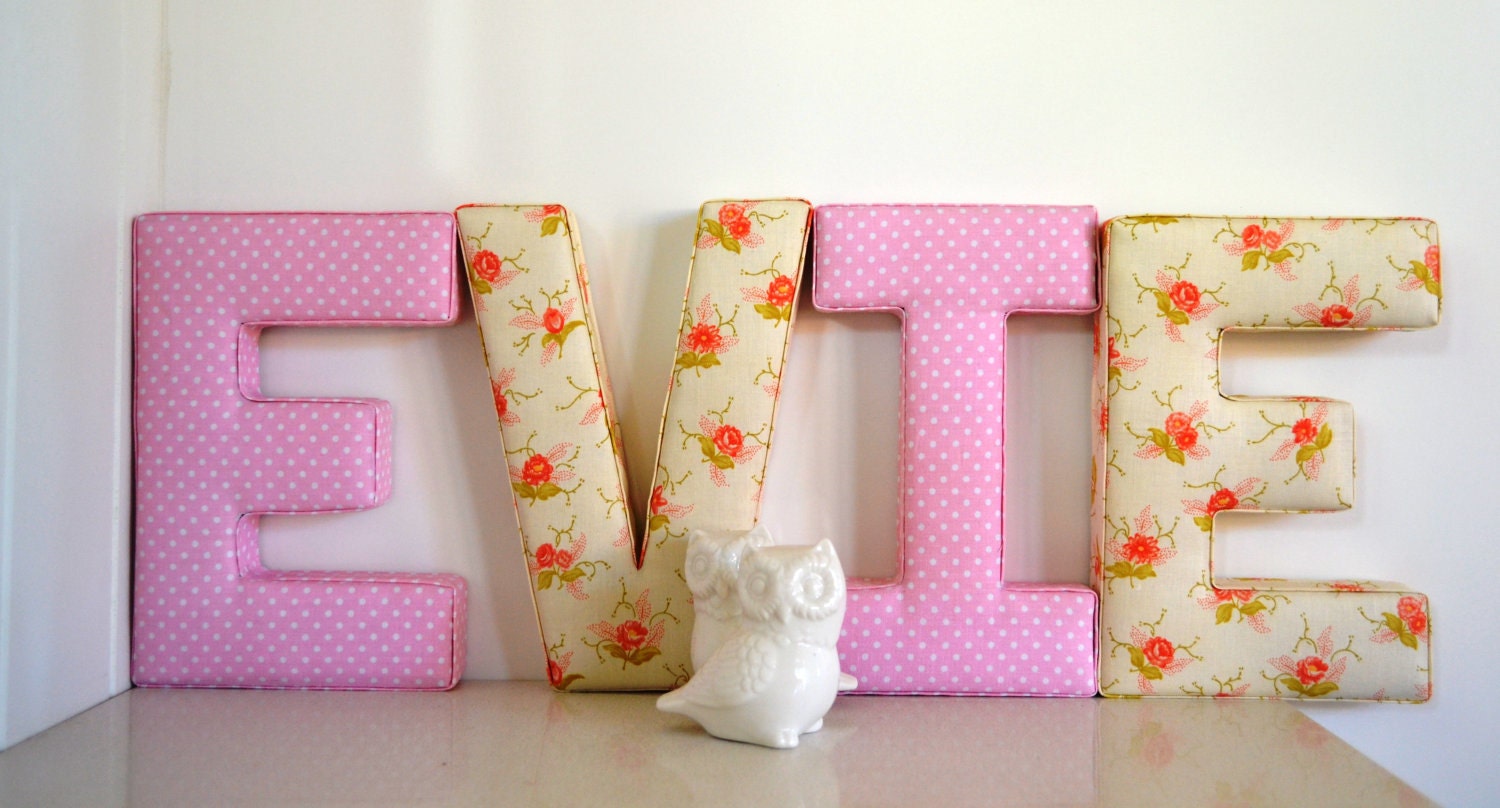 Fabric Letter Wall Hanging - Letter E in Pink Polka Dot