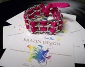 Hot pink soda can tab bracelet