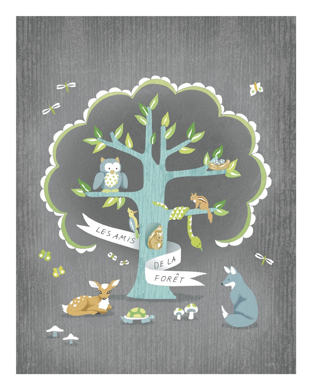 Les Amis de la Foret -  Fine Art Print - 8x10