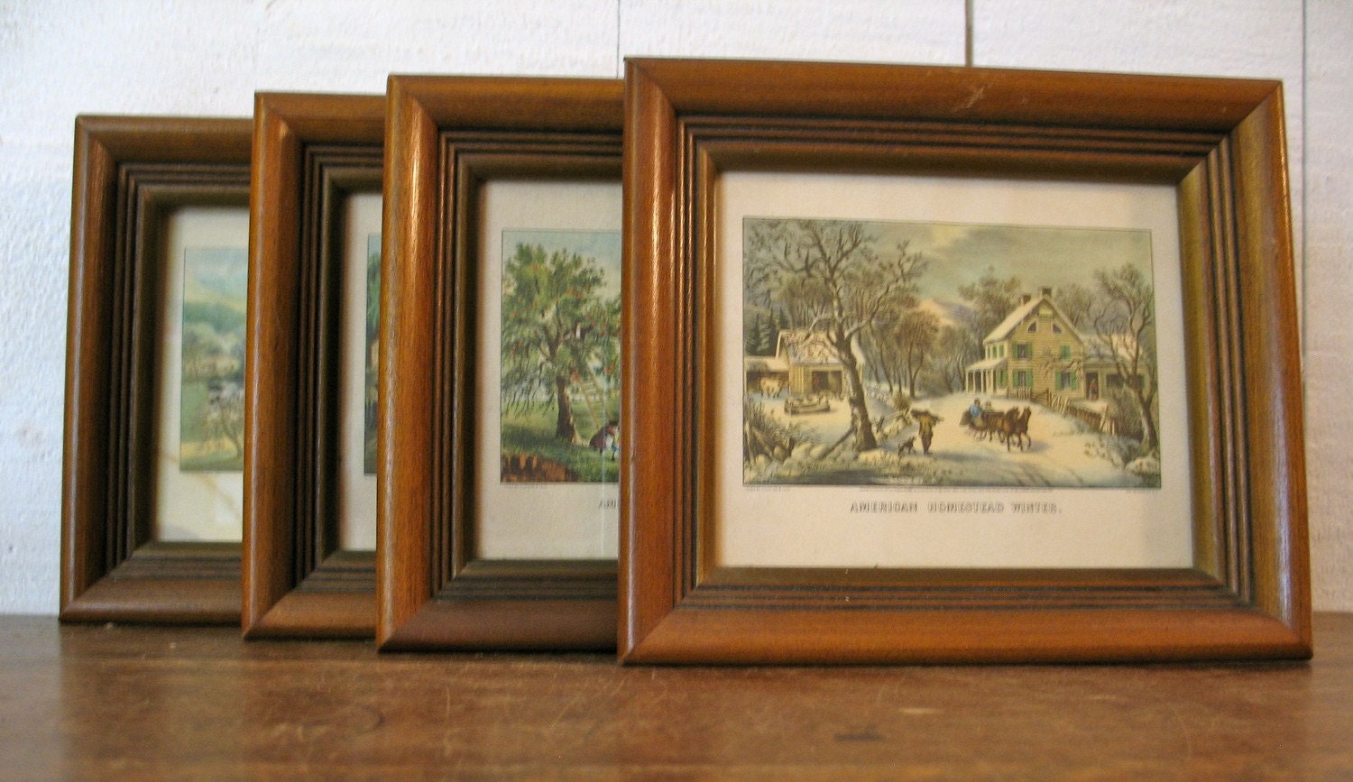 Currier And Ives Four Seasons Framed Prints By Theelmsvintage 