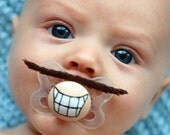 The Pencil- Hand Cut Custom Mustache Pacifier- Brown