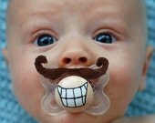 Mini Mario- Hand Cut Custom Mustache Pacifier- Brown