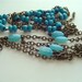 Light Aqua Blue Opaline Opal Glass Bead Chain Antiqued Brass....3ft