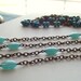 Light Aqua Blue Opaline Opal Glass Bead Chain Antiqued Brass....3ft
