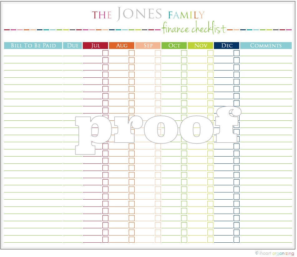 Personalized Finance Checklist Printable