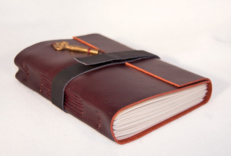 Key To My Heart Deep Red Leather Journal