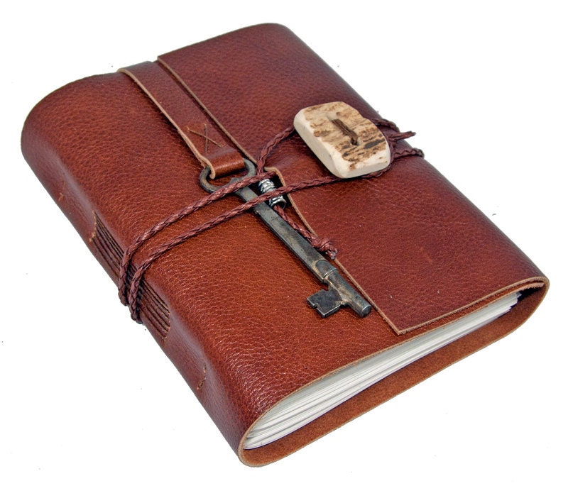 Light Brown Leather Journal with Antler Closure