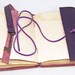 Purple Leather Journal with Antique Skeleton Key Bookmark and Tea Stained Pages