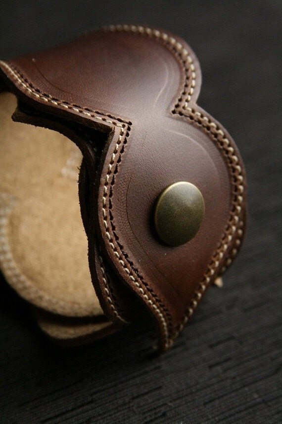 Leather Bracelet Leather Cuff womens brown by EthosCustomBrands