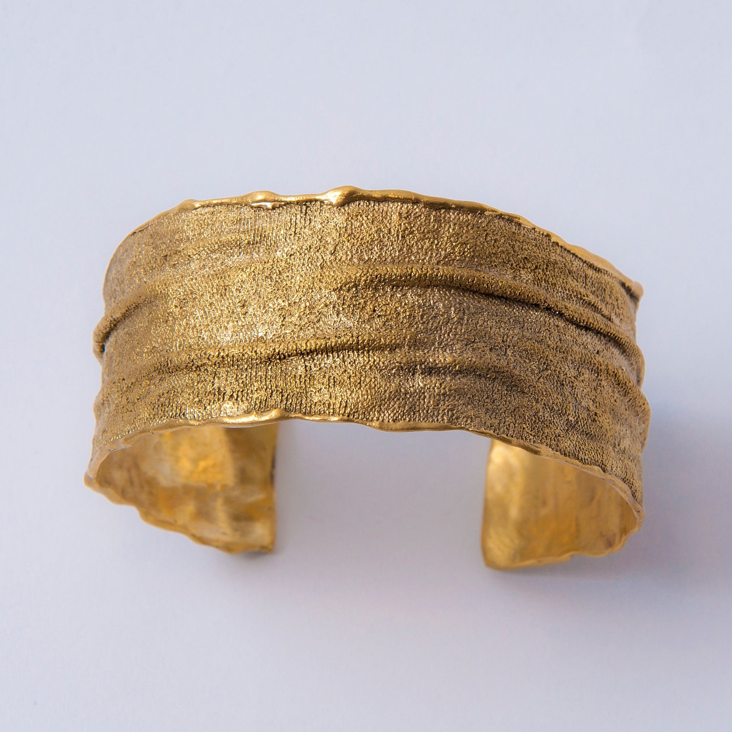 Golden Rag Cuff - 14K Gold Bracer , Gold Bracelet