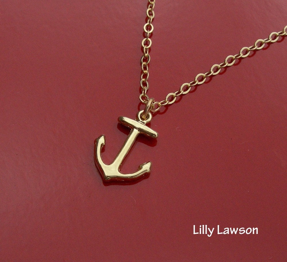 Gold Tiny Anchor Necklace