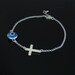 Evil Eye and Cross Bracelet for Luck and Protection in Sterling Silver