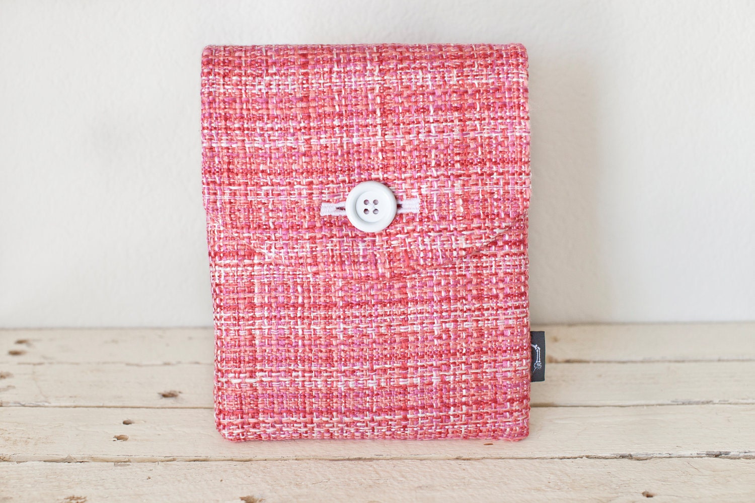 iPad  Mini Case, iPad Mini Sleeve, iPad Mini Cover  - "Bubble Gum" - Padded with Pocket & Button - Pink Tweed