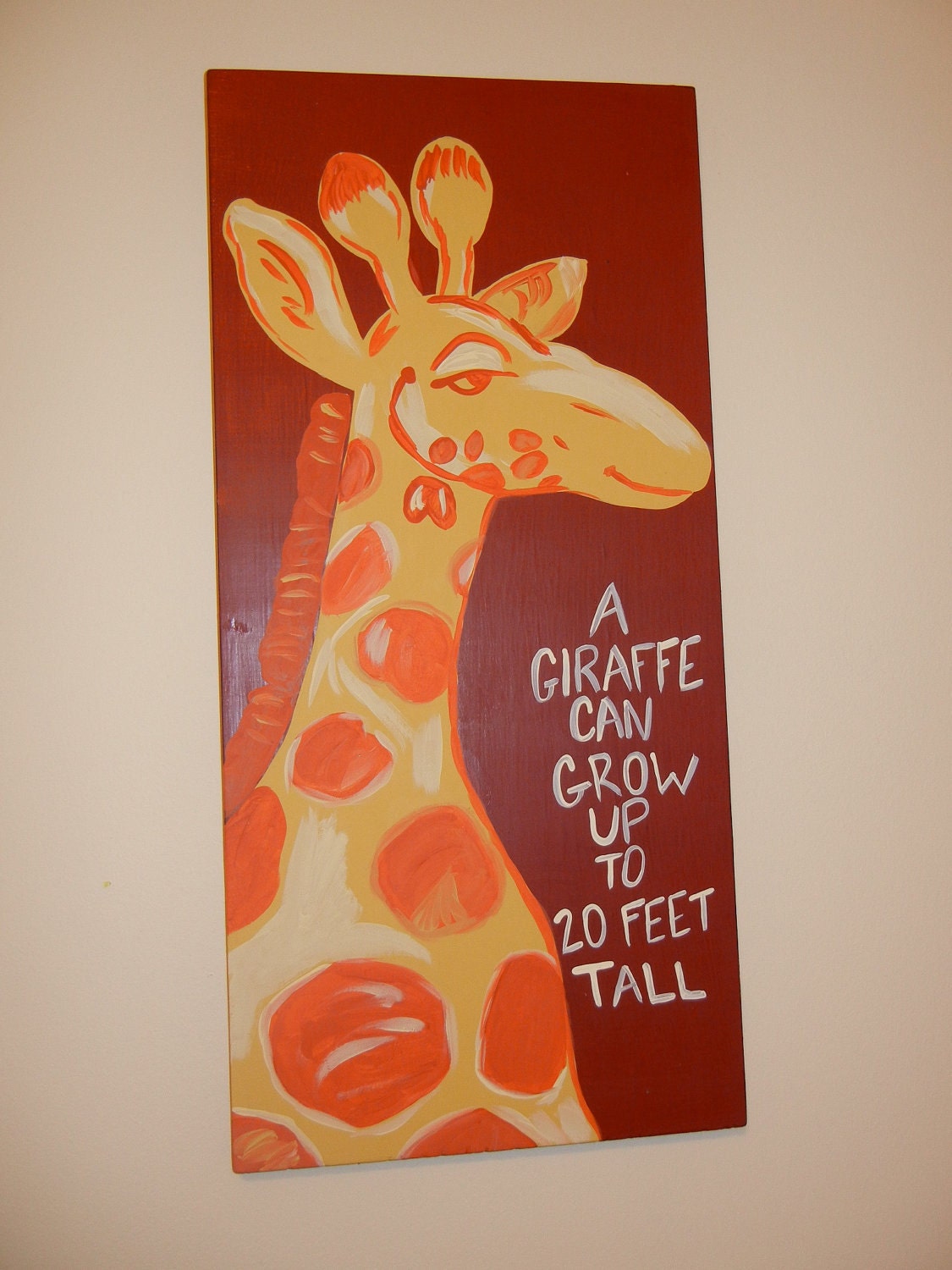 Giraffe Painting on Wood Plaque- Jungle Room decor- M2M Pottery Barn kids Explorer Animal Plaque