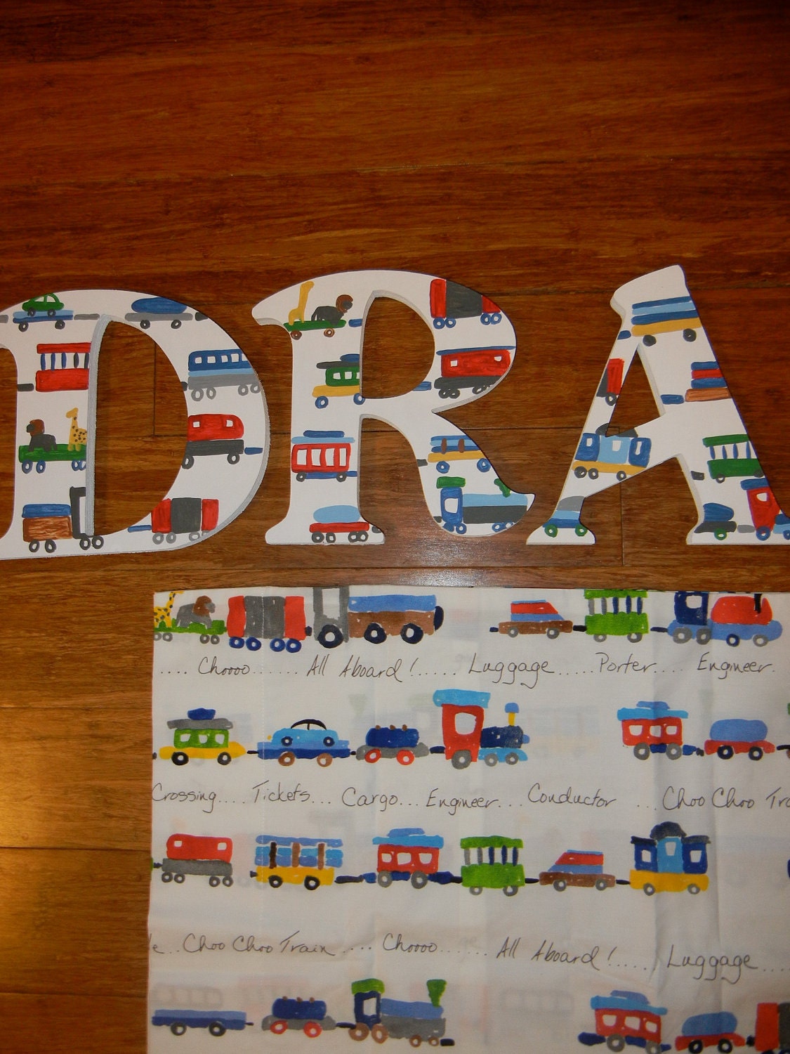 Personalized Hand Painted Children's Wall Letters, M2M Pottery Barn Kids Ryder Train Bedding