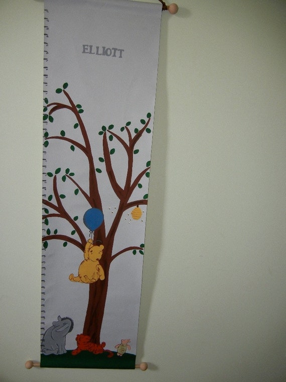 Hand Painted Children's Growth Chart, Classic Winnie the Pooh, Tigger, Piglet, and Eeyore