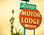 Loop Motor Lodge Vintage Neon Sign - Googie Retro Home Decor - Midcentury Modern Wall Art - Vintage Office Decor - 30x45 Print