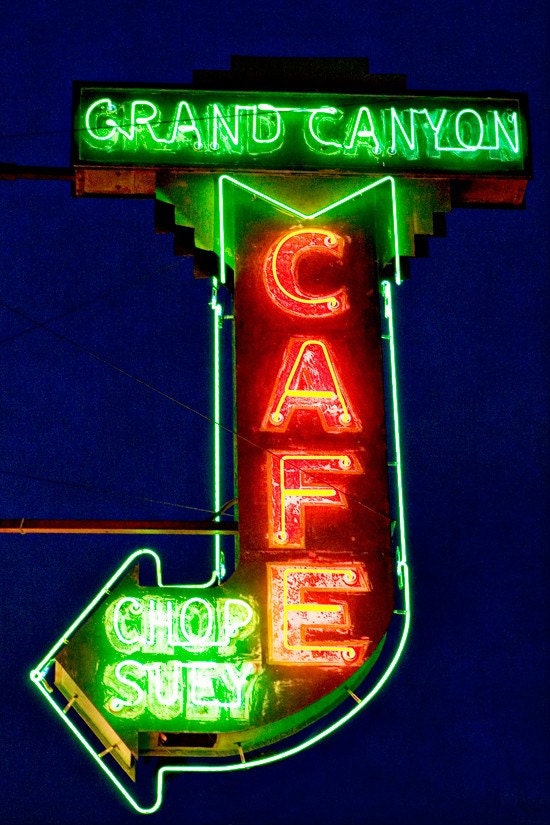 Vintage Route 66 Grand Canyon Chop Suey Neon Sign - Route 66 Art - Flagstaff Arizona - 16X24 Fine Art Photograph