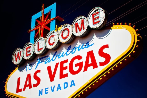 Welcome to Las Vegas Vintage Neon Sign - Retro Home Decor - Fabulous Las Vegas Sign Art - Googie Inspired - 30x45 Fine Art Photograph