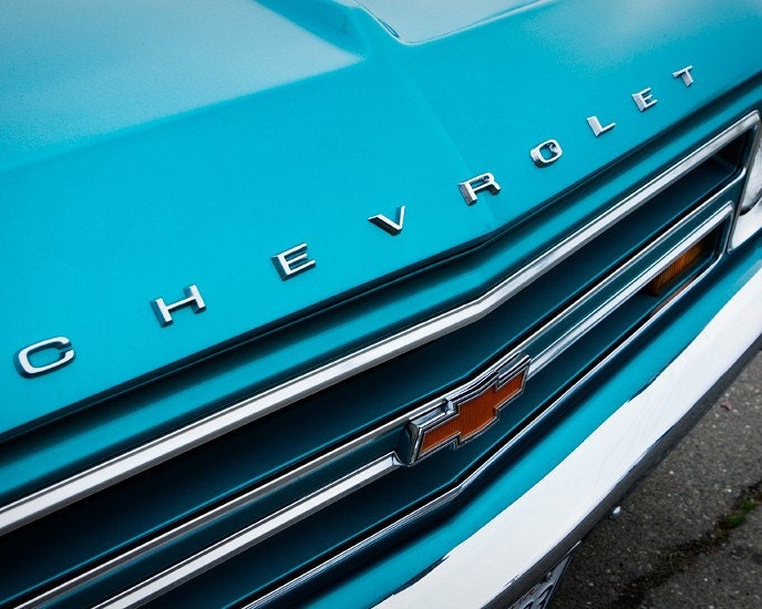 Chevrolet Truck Grill with Bow Tie Emblem - READY TO SHIP - Retro Mancave Decor - Wall Art for Guys - 8X10 Fine Art Photograph