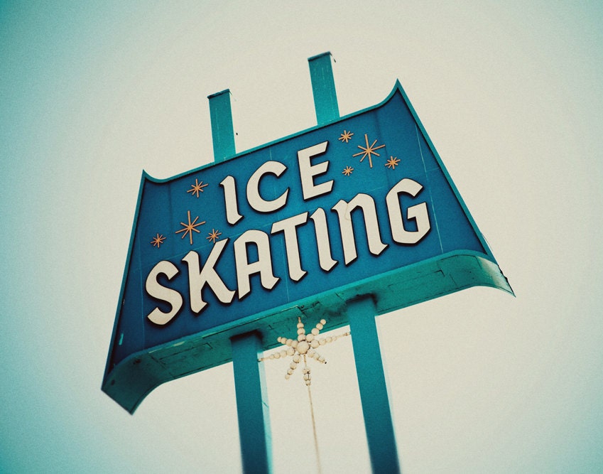 Vintage Ice Skating Rink Los Angeles Sign - Seen in Etsy Finds - Mid Century Modern - Retro Holiday Home Decor - 11X14 Fine Art Photograph
