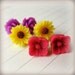 Flower Post Earrings - Trio Set - Bridesmaid Earrings - Gift - Small Post Earrings - Pink - Purple - Yellow - Gift Under 30