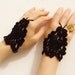 Black crochet lace mittens, fingerless gloves, hand jewelry, gothic, victorian, sexy, lolita, bracelet, steampunk