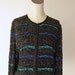 Gold Beaded Swirls Green & Blue Sequin Stripes Evening Jacket Top