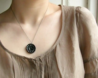 oxidized silver jewelry - Black Porcelain Pendant Necklace