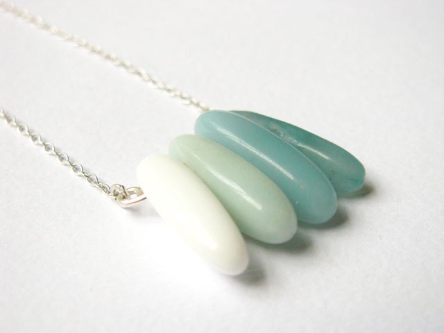 Contemporary Stone Necklace, Transitioning Amazonite and Agate Necklace