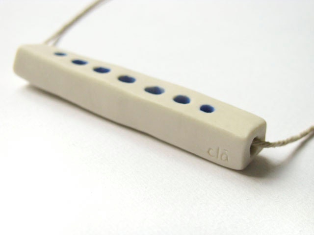 Porcelain Necklace - Porcelain Bar Long Hemp Necklace
