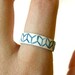 Ceramic Rings - Teal Geometric Patterned Porcelain Ring - Ring Size 9 - Size R 1/2