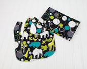 Gender Neutral Shower Gift Set Bibs and Burp Cloths Zoology Animals