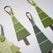 Christmas Tree Ornaments in Earth Green Tones, Upcycled Paint Chip, Set of 6