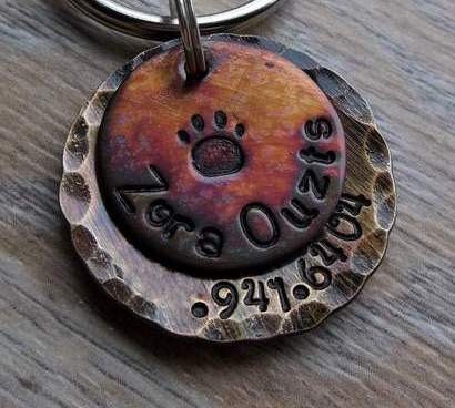Reserved Listing for Lemonchicken...ZORA PAWS Pet ID Tags/Tag Patina