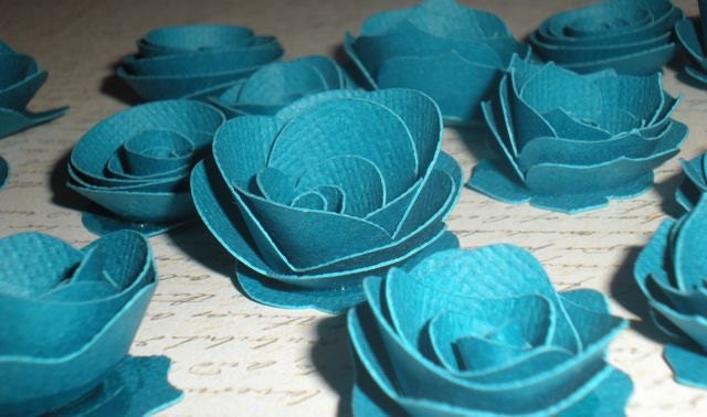 PEACOCK Paper flowers for weddings or embellishments - set of 100