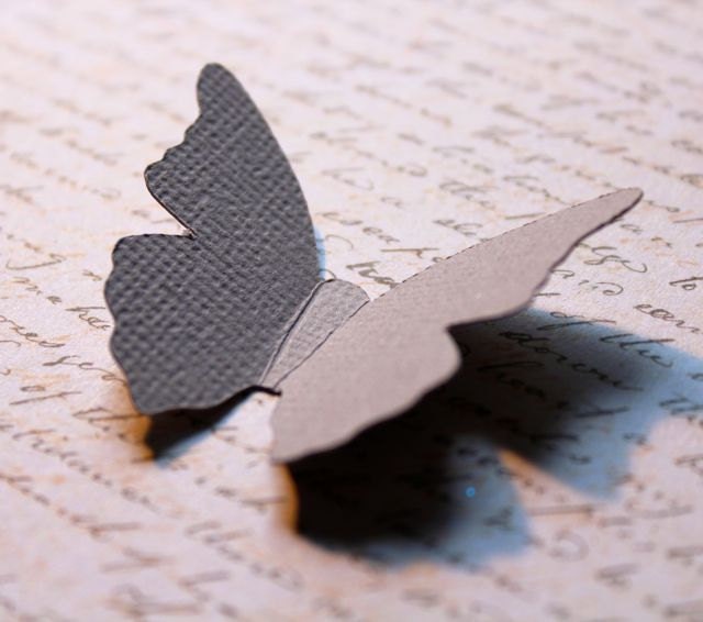 Concrete Grey/Silver (non metallic) paper butterfly die cuts set of 100