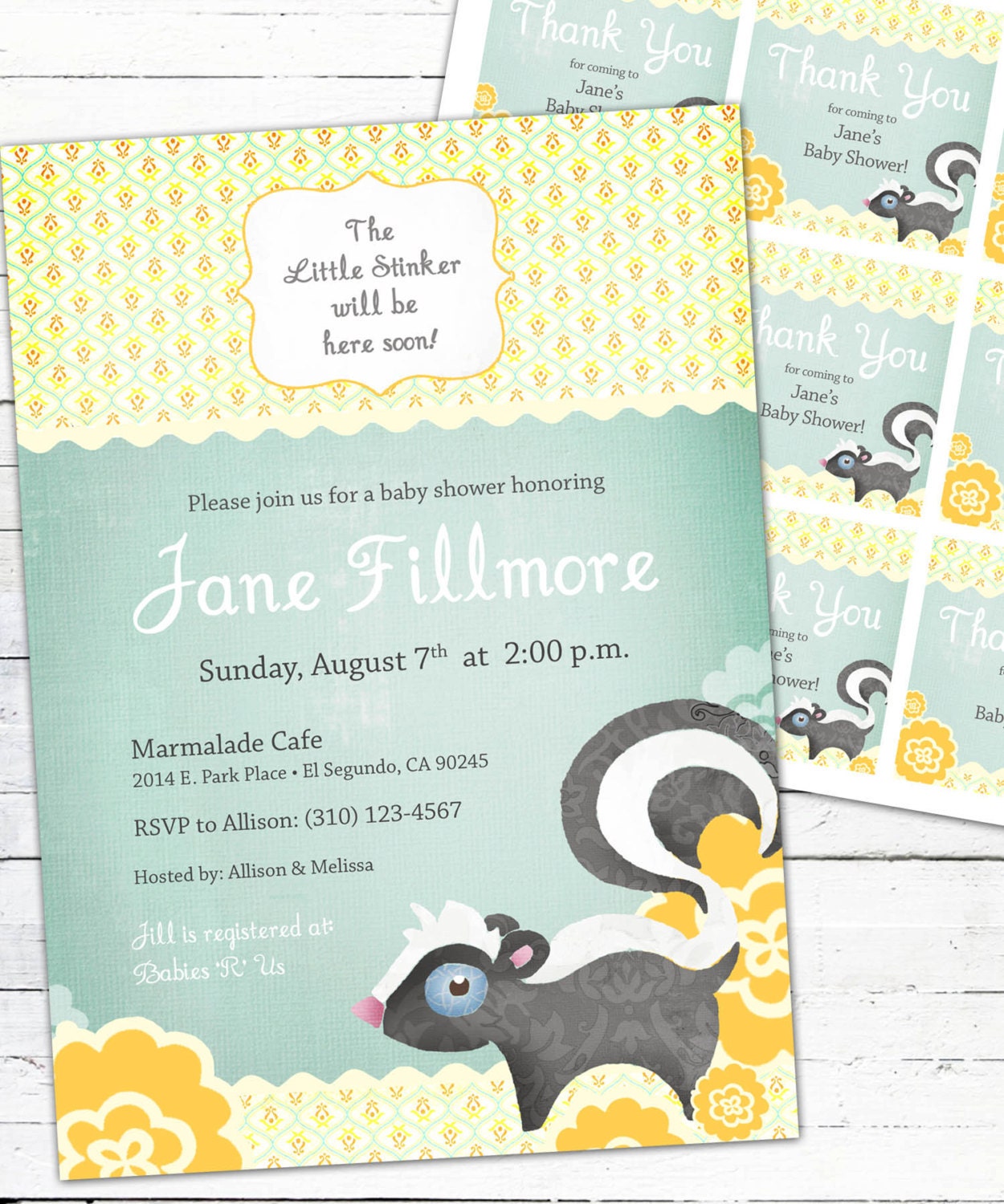 Gender Neutral Baby Shower Invitation -- Little Stinker Skunk Il_170x135